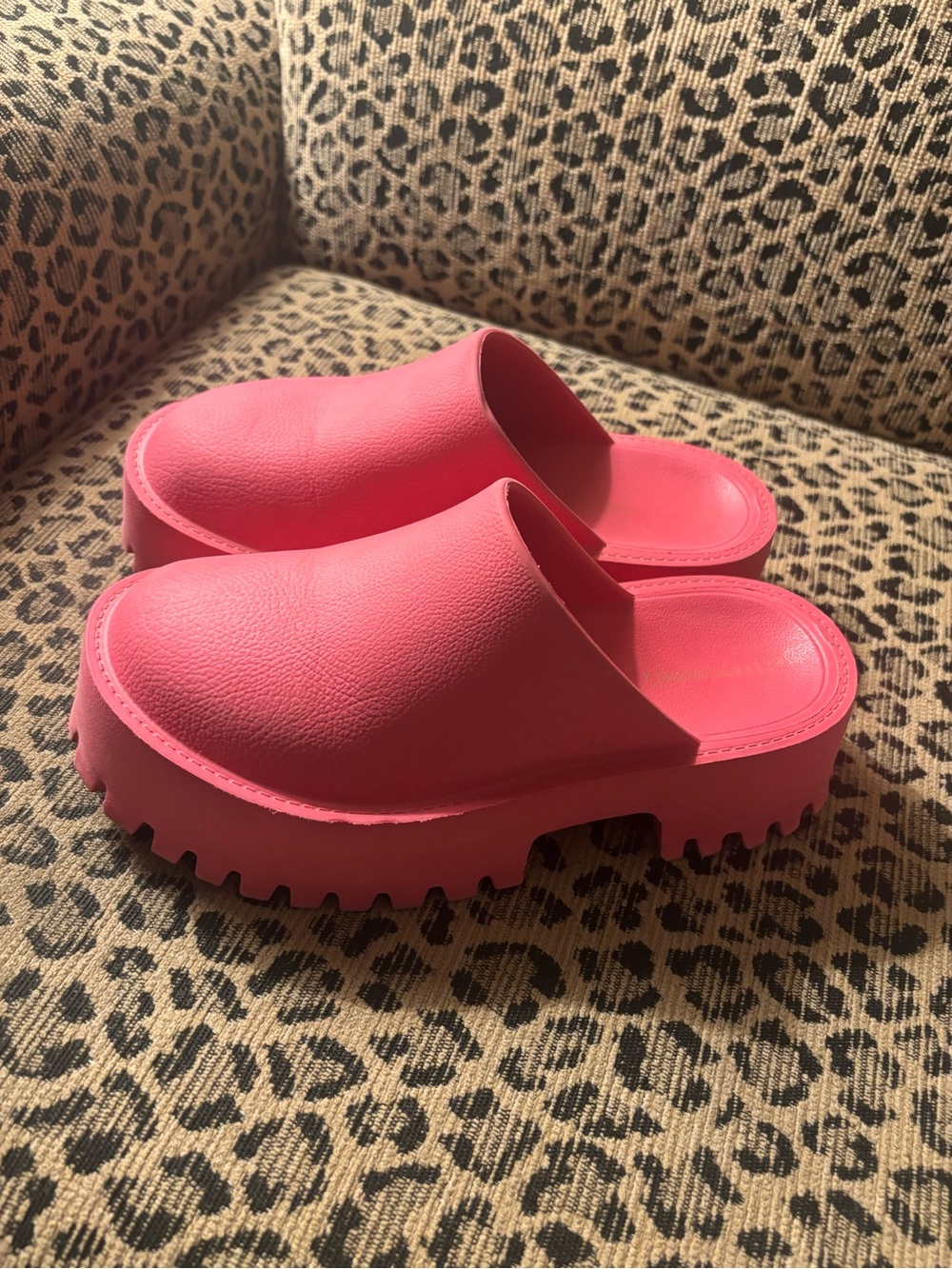 Chunky Platform Slide Clogs in Bright Pink - jeffrey campbell